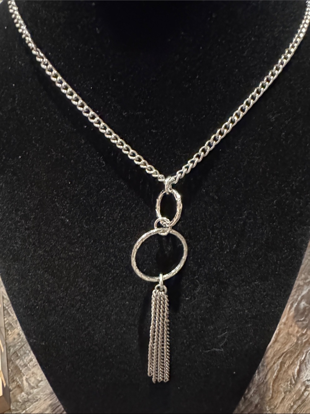 Silver Double-Ring Tassel Necklace - Women Jewelry